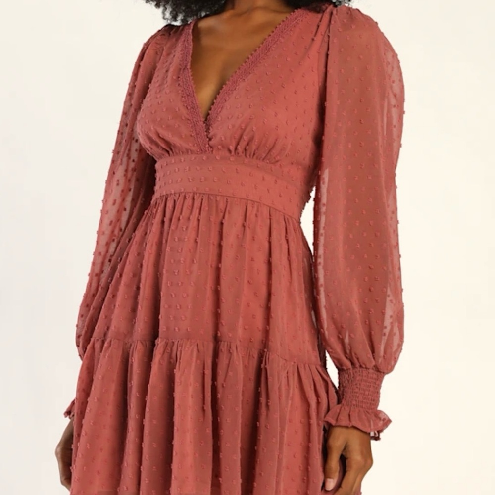 Elegant Pink Long Sleeve Dress